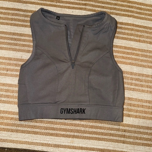 Gymshark Other - Gymshark Nonstop Gray High Zippered Neck Sports Bra Size XS Hidden Pocket